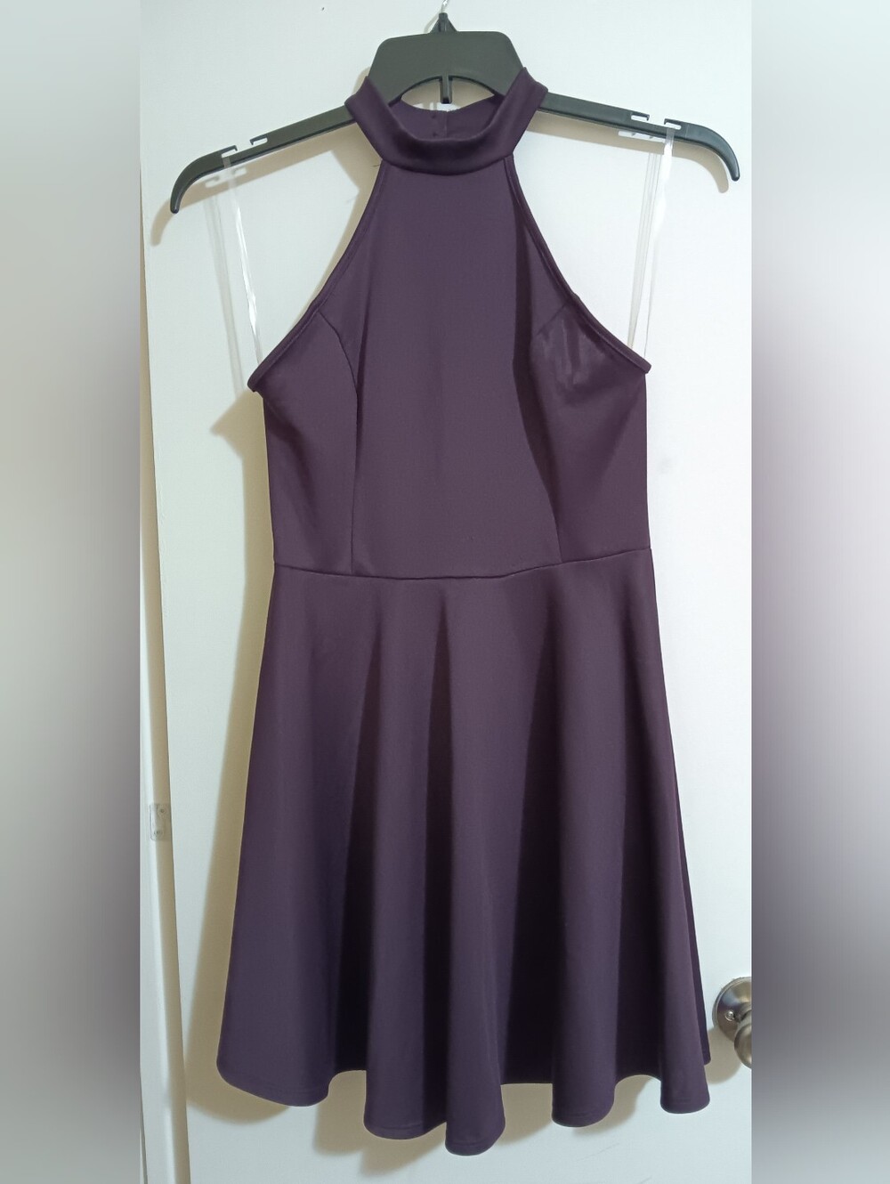 Charlotte Russe Plum Halter Fit & Flare Dress